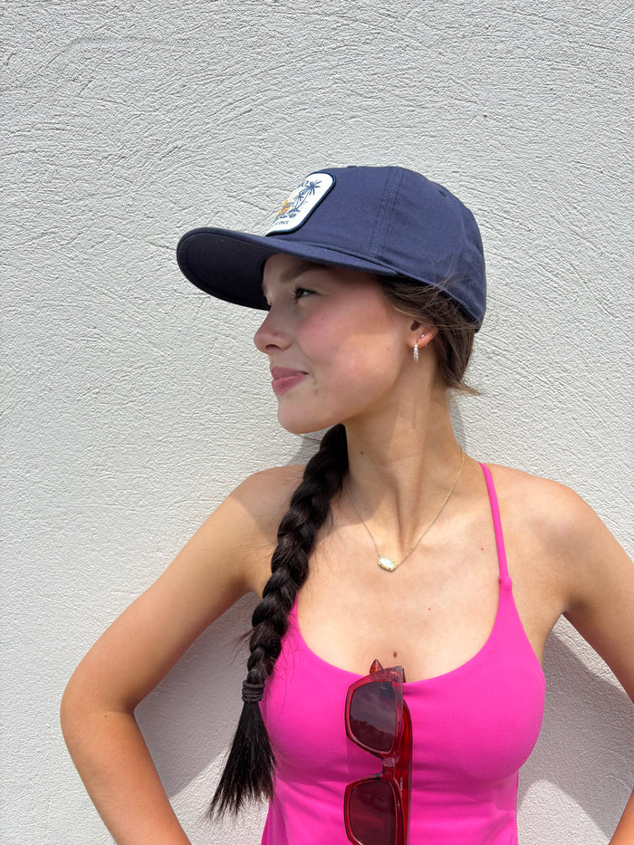 Dark Navy Palms All Twill Trucker Hat