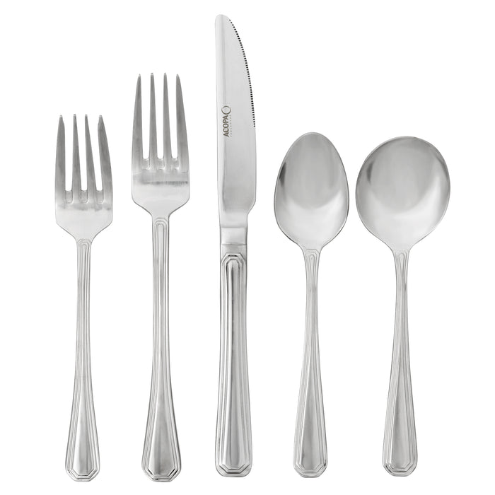 Acopa Landsdale 18/8 Stainless Steel Extra Heavy Weight Flatware Set with Service for 12