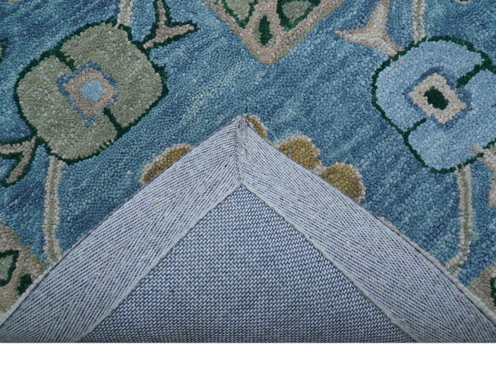 Allure Custom Made Traditional Oushak Beige And Blue Hand Tufted Wool Rug - The Rug Decor