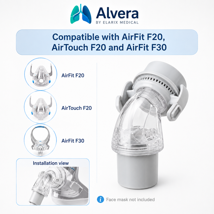 Alvera AirLink 360 Swivel Elbow for AirFit F20, AirTouch F20 and AirFit F30 Masks Single Pack CPAP Elbow SelfiMed UK