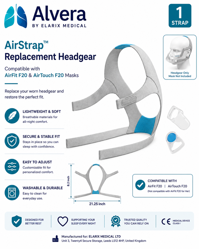 ALVERA AirStrap™ Replacement Headgear Compatible with AirFit F20 & AirTouch F20 Masks SelfiMed UK