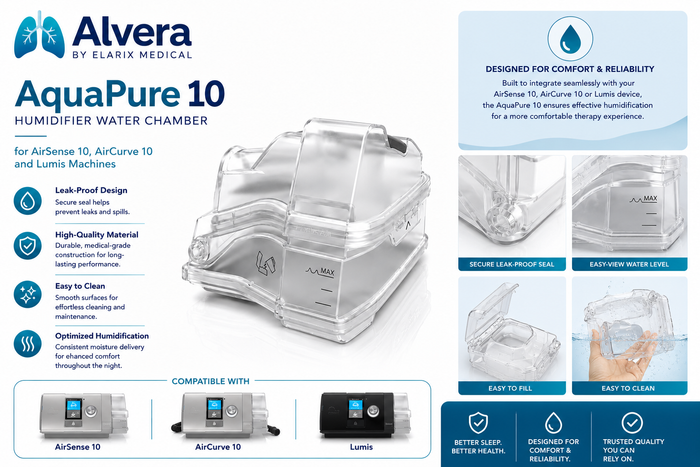 Alvera AquaPure 10 Humidifier Water Chamber for AirSense 10, AirCurve 10 and Lumis Machines lumis machines SelfiMed UK