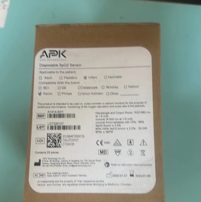 APK Compatible Disposable Wrap SpO2 Sensors - Expired date - Box of 25 SelfiMed UK