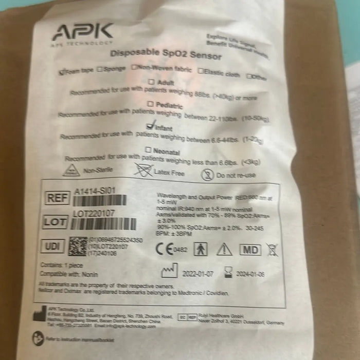 APK Compatible Disposable Wrap SpO2 Sensors - Expired date - Box of 25 SelfiMed UK