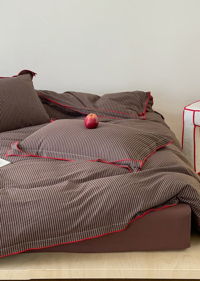 - Ever Lasting - Arthur Pinstripe Bedding Set / Black - Bedding Set - Ever Lasting