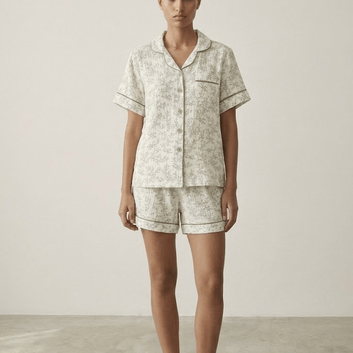 -Ever Lasting - Auralis Shorts & Long-Pant Floral Pajama Set / Green -Pajamas -Ever Lasting