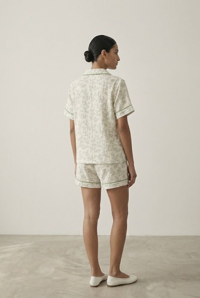 -Ever Lasting - Auralis Shorts & Long-Pant Floral Pajama Set / Green -Pajamas -Ever Lasting