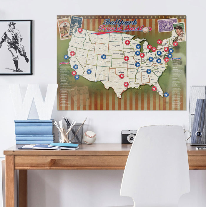Ballpark Travel Quest Map - ships directly from maker