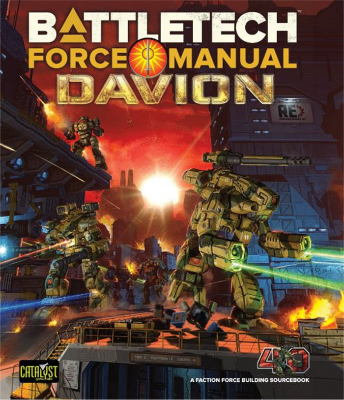 BattleTech: Force Manual: Davion rule book featuring mech combat illustrations on the cover
