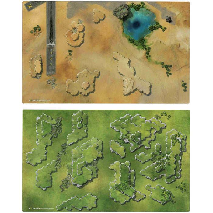 BattleTech Hexless BattleMat: Alpha Strike Aerobase 2 features dual-sided terrain for strategic gameplay