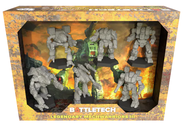 Catalyst Games Battletech Legendary Warriors 3 Force Pack featuring detailed mech miniatures in display box
