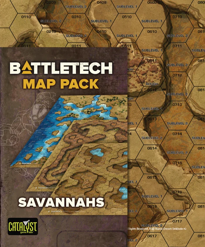 BattleTech: Map Pack- Savannah featuring detailed hexagonal terrain for strategy gameplay