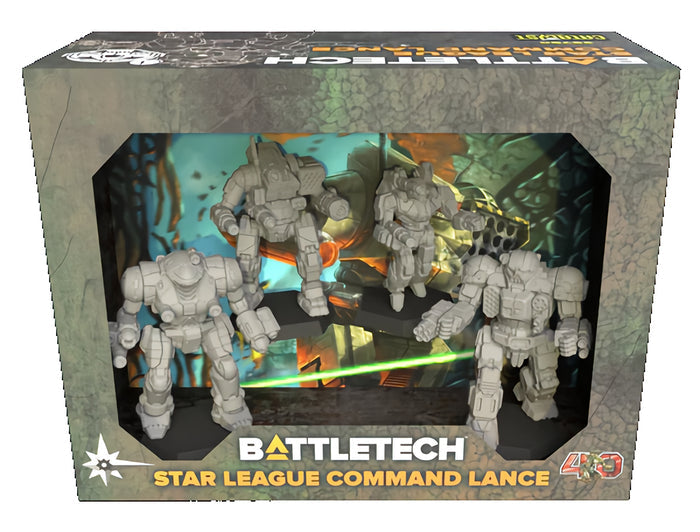 Battletech Star League Force Packs featuring four miniatures in a detailed display box