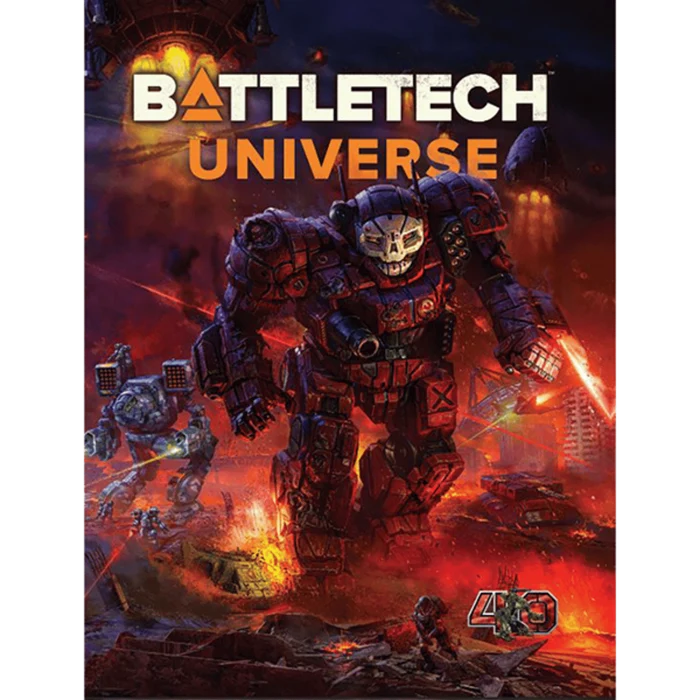 BattleTech: Universe Standard Edition rule book featuring epic mech battles in a vibrant, action-packed cover
