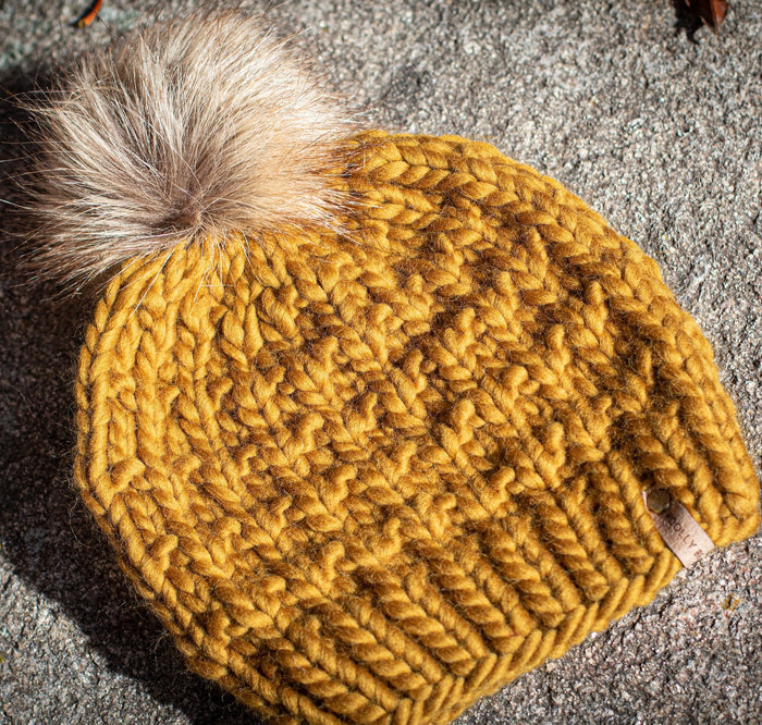 Birchwood Beanie Hat with Faux Fur Pom - Market Exclusive - pickup or in person shop only
