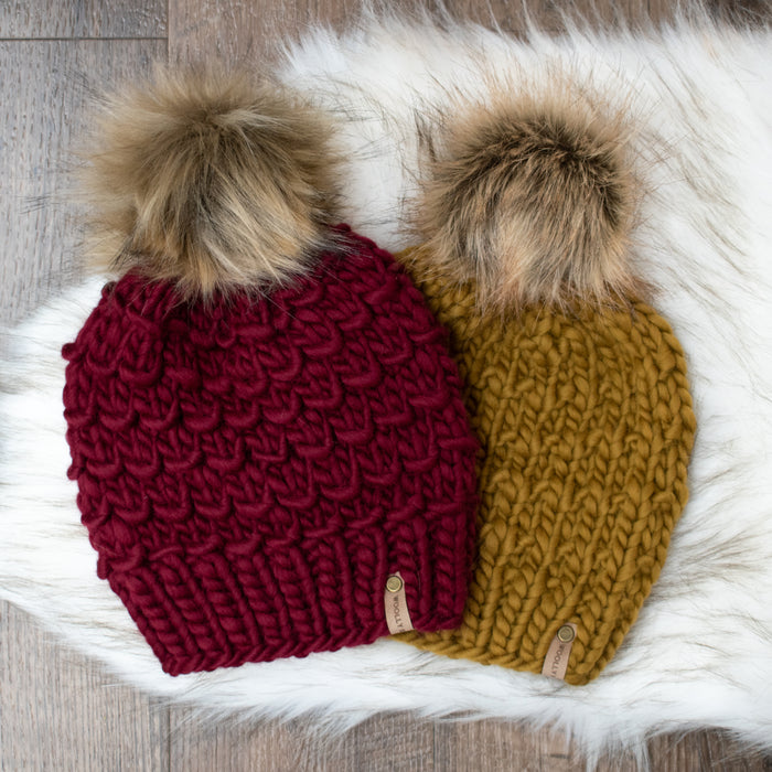 Birchwood Beanie Hat with Faux Fur Pom - Market Exclusive - pickup or in person shop only