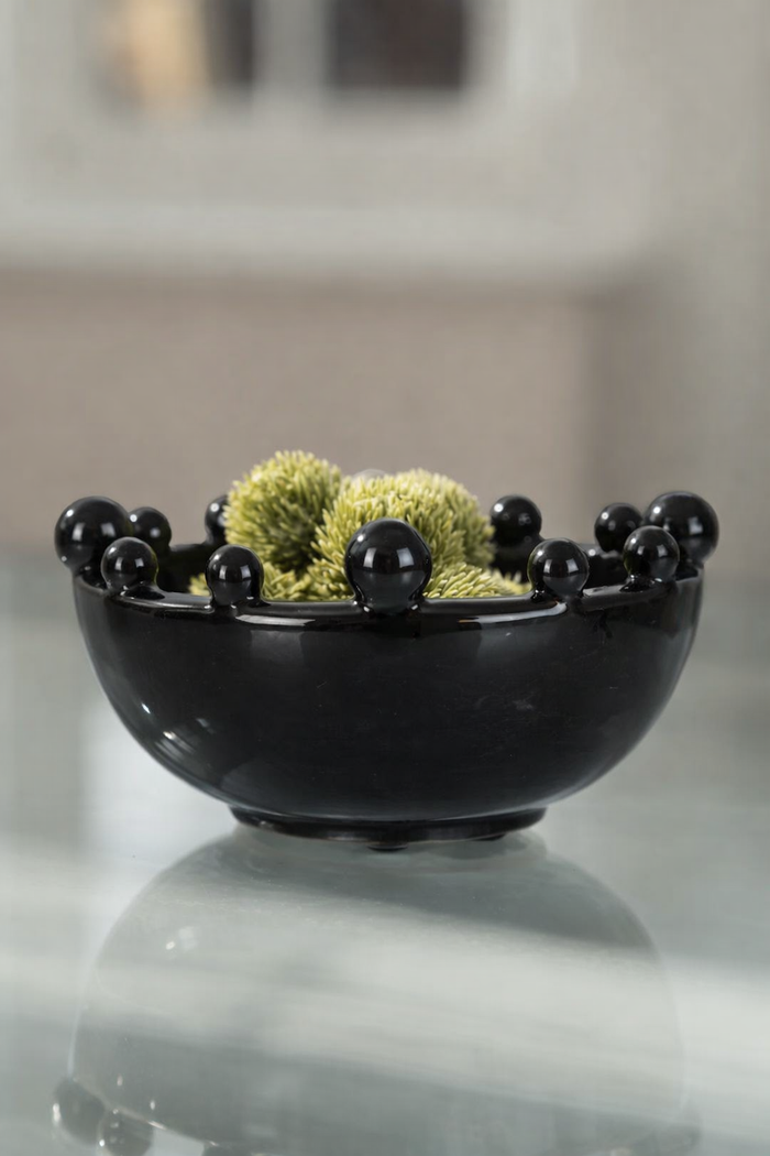 Black Trinket Bobble Edged Bowl