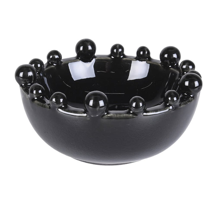 Black Trinket Bobble Edged Bowl