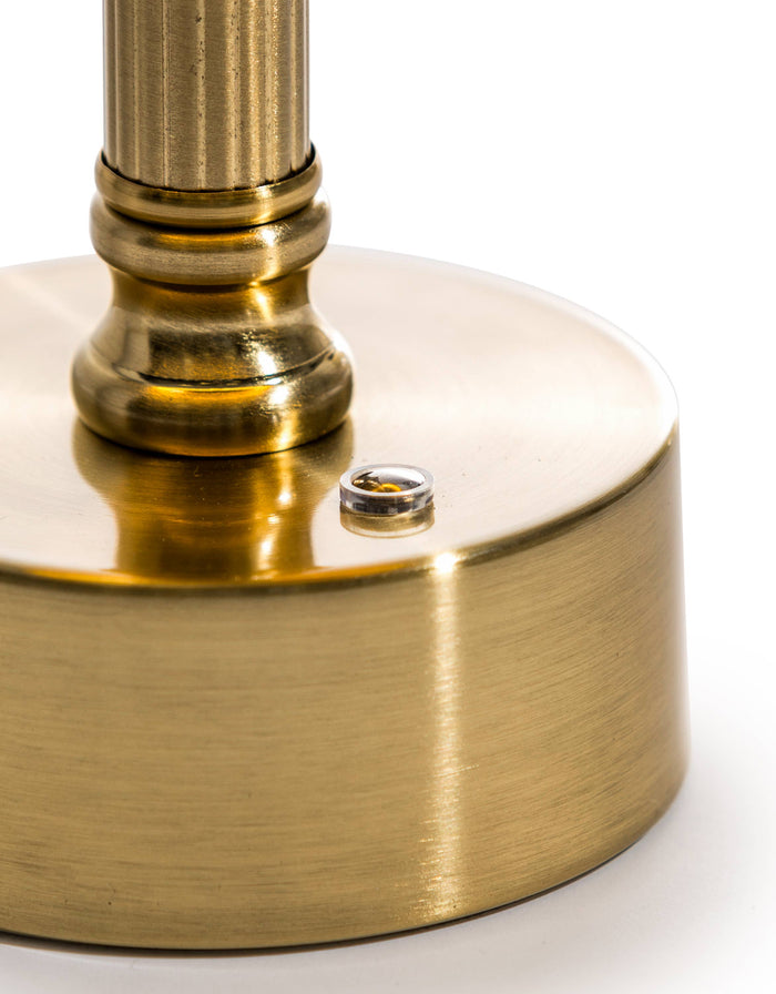 Brass Rechargeable Table Lamp with Black Shade