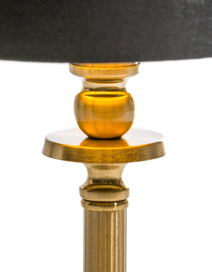 Brass Rechargeable Table Lamp with Black Shade
