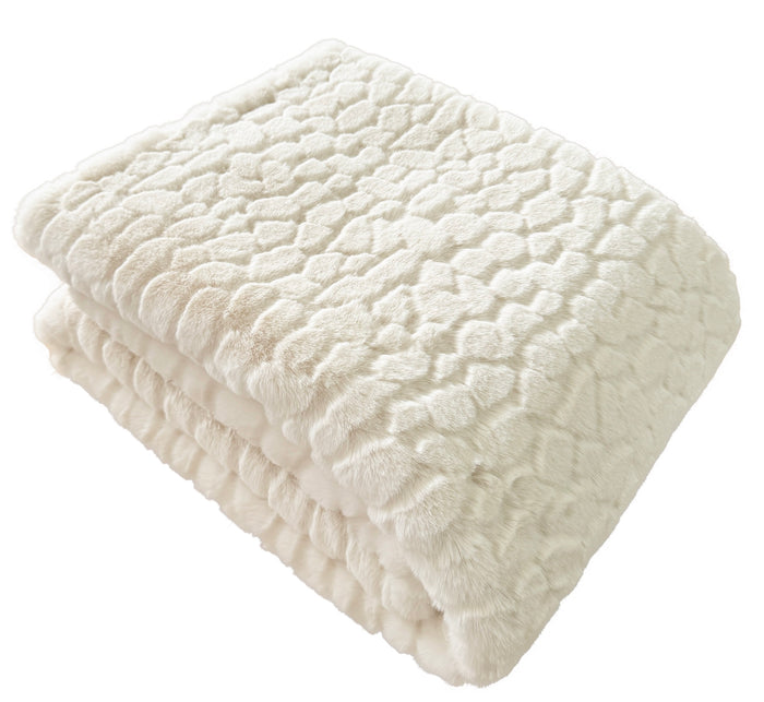 White textured blanket on a white background
