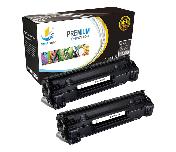 Compatible HP CB436A Standard-Yield Black Toner Cartridges, 2-Pack, for LaserJet P1505 P1505N M1120 M1120n M1522 1522F Printers