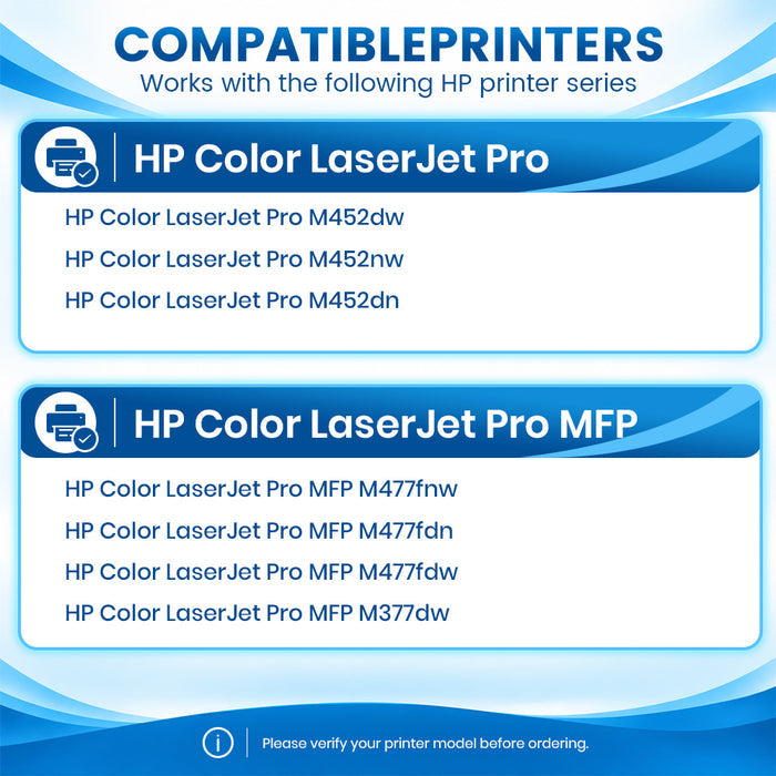 Compatible HP CF410X, CF411X, CF412X, CF413X High-Yield Toner Cartridges, 5-Pack