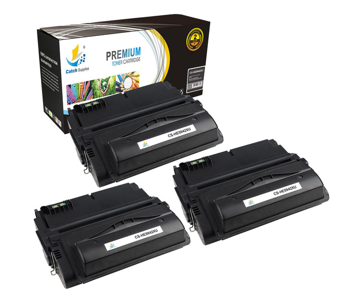Compatible HP Q5942X High Yield Black Toner Cartridge Laser Printer Toner Cartridges - Three Pack