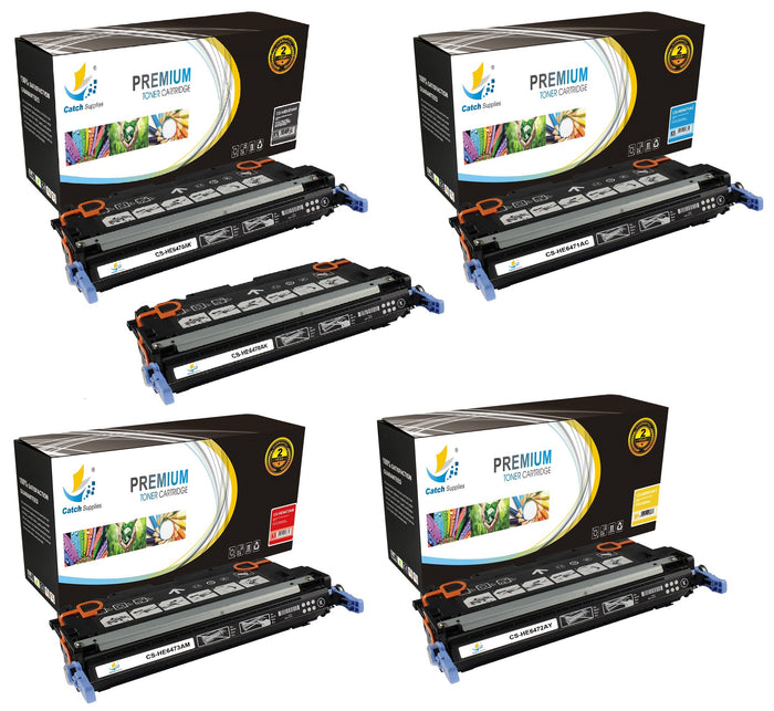 Compatible HP Q6470A, Q6471A, Q6472A, Q6473A Standard-Yield Toner Cartridges, 5-Pack