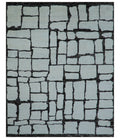 Custom Made Contemporary Ivory And Dark Brown Hand Knotted Wool Rug - The Rug Decor