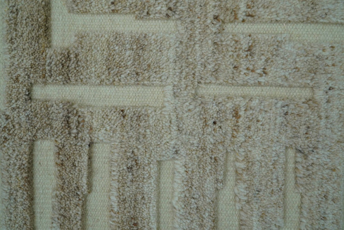 Custom Made Modern Contemporary Beige Hand Knotted Wool Area Rug - The Rug Decor