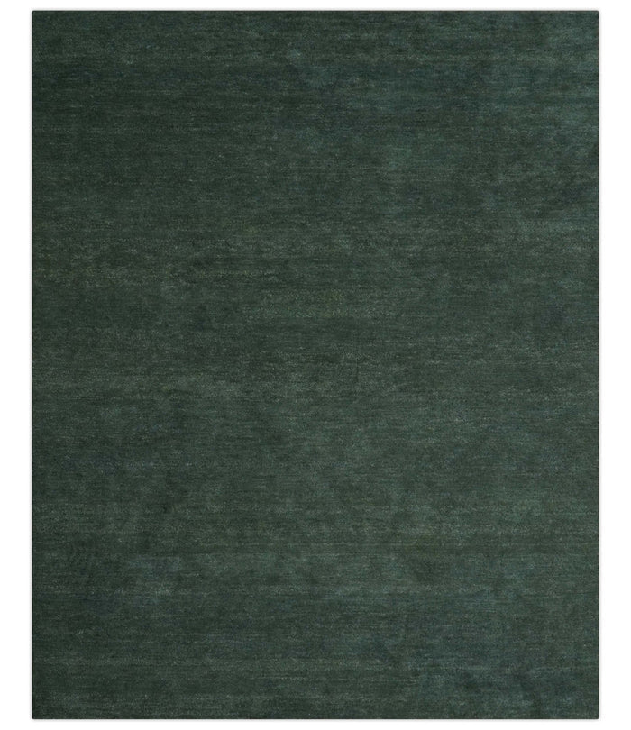 Custom Made Modern Solid Green Hand Tufted Wool Area Rug - The Rug Decor
