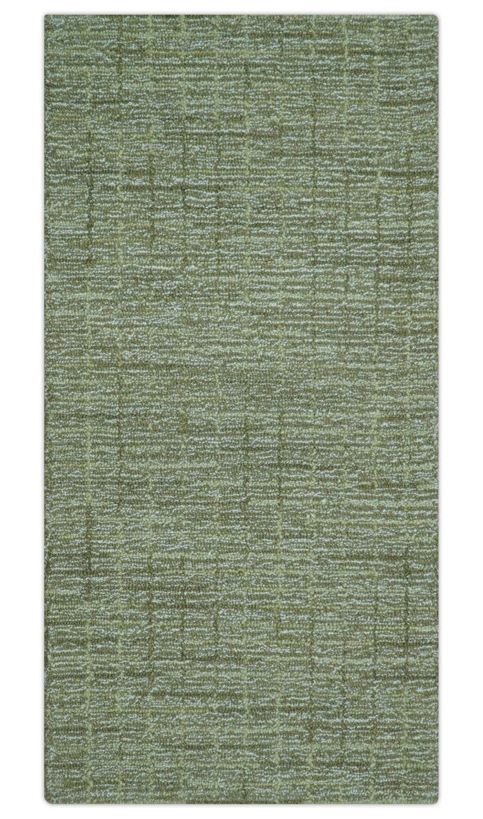 Custom Made Olive and Beige Modern Style Hand Tufted Wool Rug - The Rug Decor