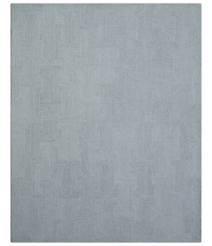 Custom Made White Beige Modern Style Hand Tufted Wool Area Rug - The Rug Decor