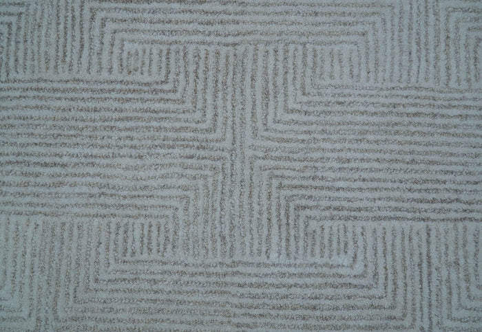 Custom Made White Beige Modern Style Hand Tufted Wool Area Rug - The Rug Decor