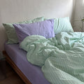Daisy Mint Fresh Striped Bedding Set / Purple & Striped - Ever Lasting