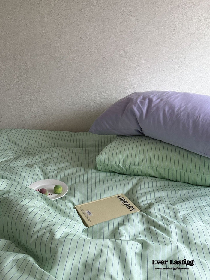 Daisy Mint Fresh Striped Bedding Set / Purple & Striped - Ever Lasting