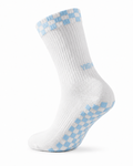 Eco Bamboo Pilates Grip Socks - Baby Blue Block