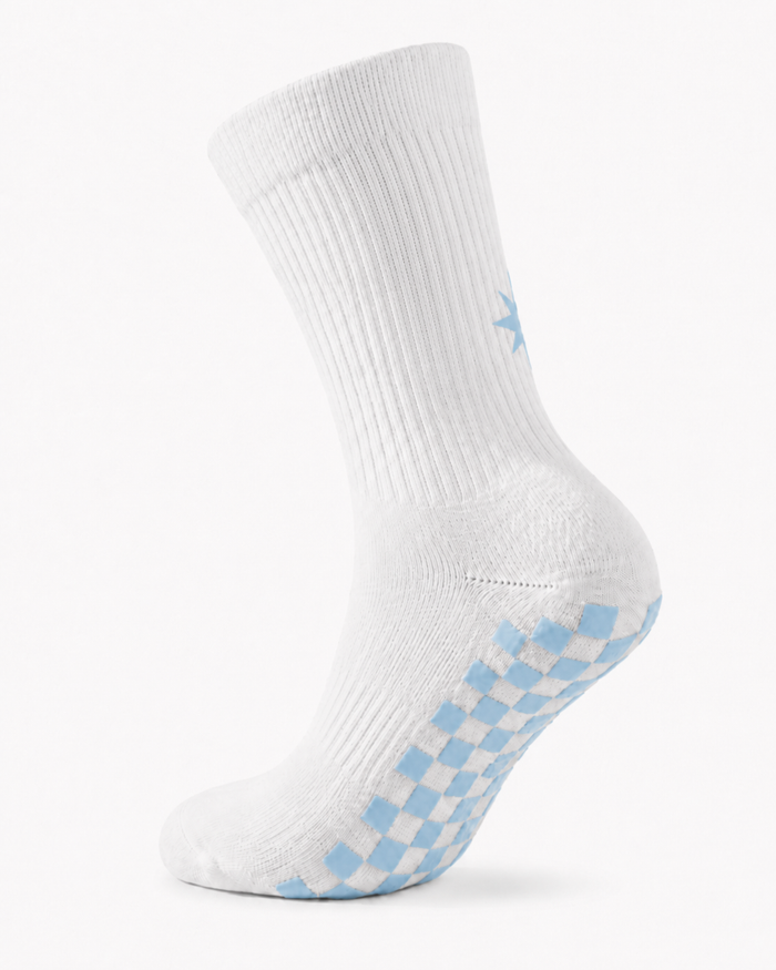 Eco Bamboo Pilates Grip Socks - Baby Blue Star