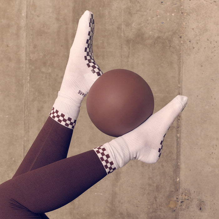 Eco Bamboo Pilates Grip Socks - Chocolate Block