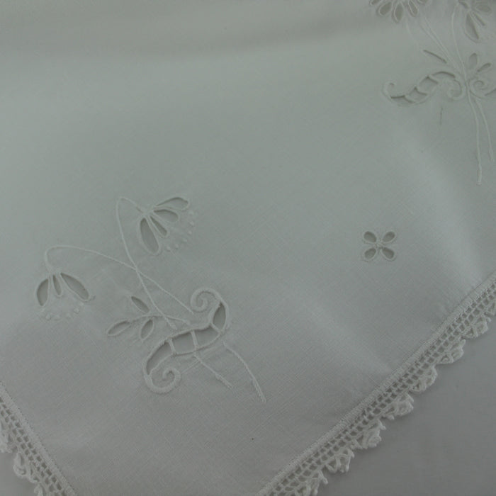 Elegant Cut Work Linen Table Center Runner Lace Edging hand made lace