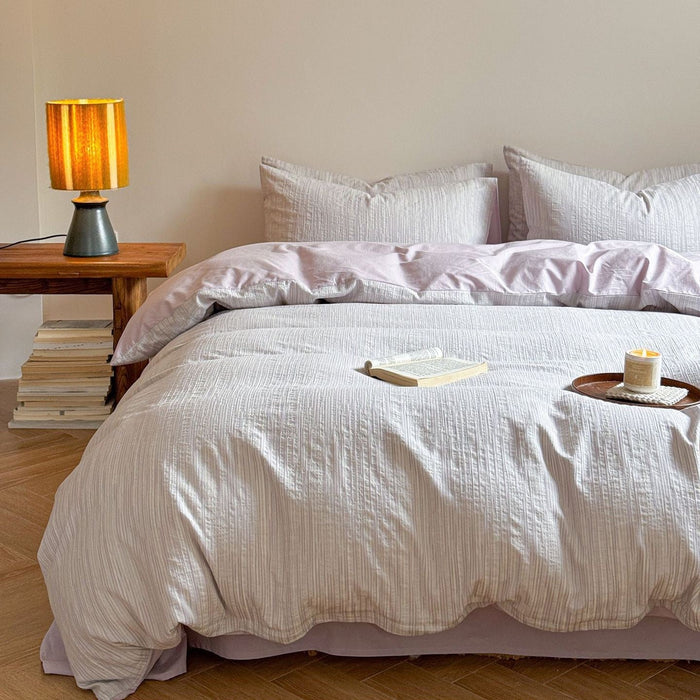 - Ever Lasting - Emma Duo Striped Jacquard Bedding Set / Purple - Bedding Set - Ever Lasting