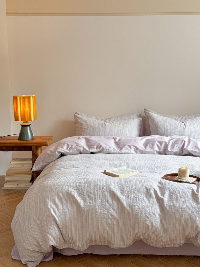 - Ever Lasting - Emma Duo Striped Jacquard Bedding Set / Purple - Bedding Set - Ever Lasting