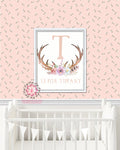 Ethereal Boho Shabby Chic Baby Name Wall Art Print Nursery Personalized Watercolor Floral Printable Decor
