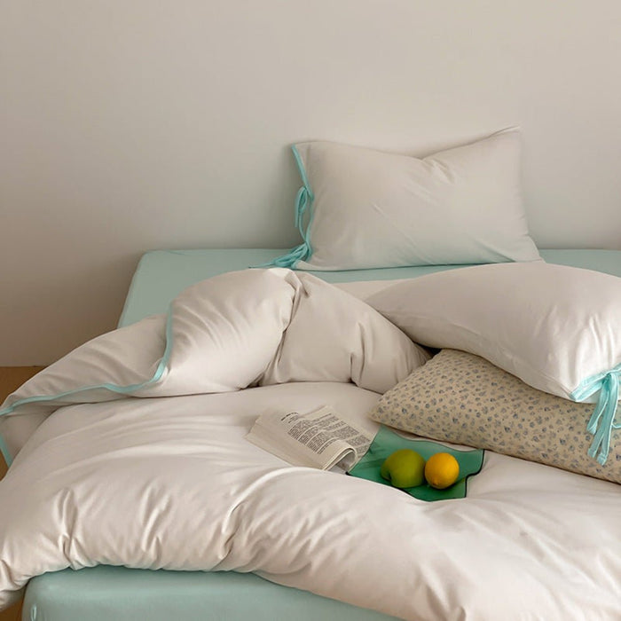 Evangeline Pastel Bow Tie Twill Bedding Set / Blue - Ever Lasting