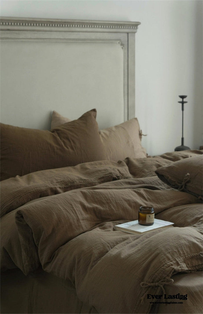 Evelyn Retro Double Gauze Bedding Set / Chestnut Brown - Ever Lasting