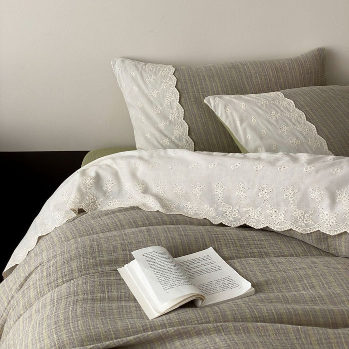 Florence Lace Double Gauze Striped Bedding Bundle - Ever Lasting