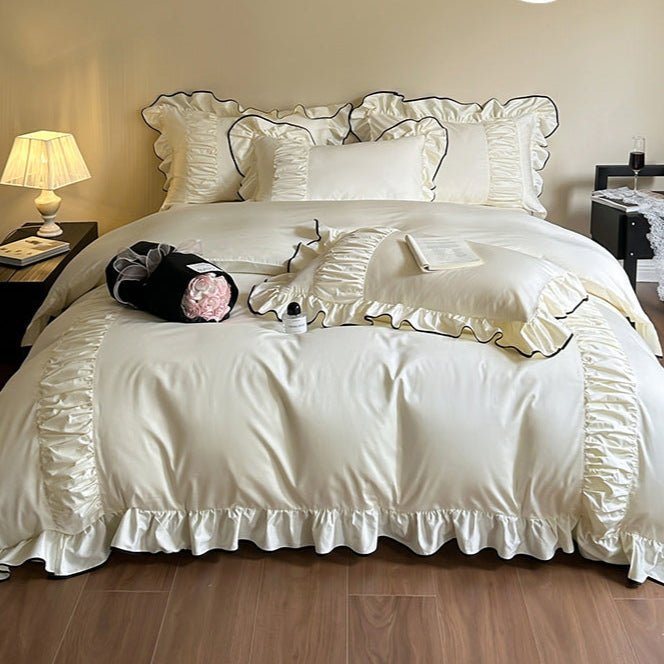 French Pleated Ruffle Bedding Set / Pink - Ever Lasting
