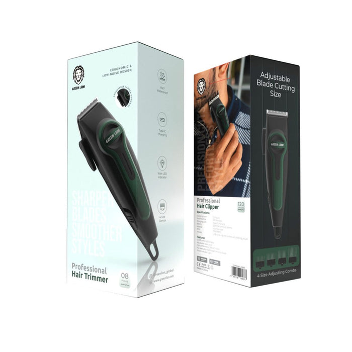 Green Lion Professional Hair Clipper Type-C Charging LED Indicator - Green