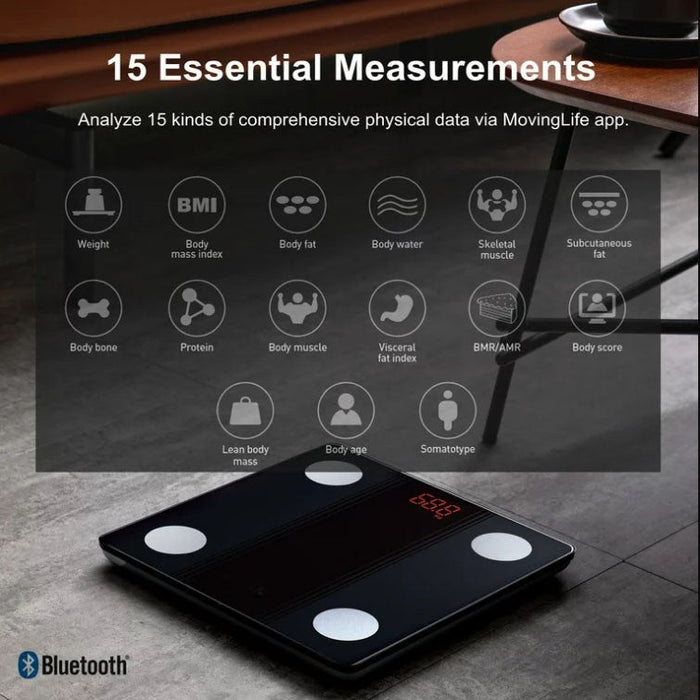 Green Lion Smart Body Scale Simple & Fashionable Pattern 24 Modes - Black